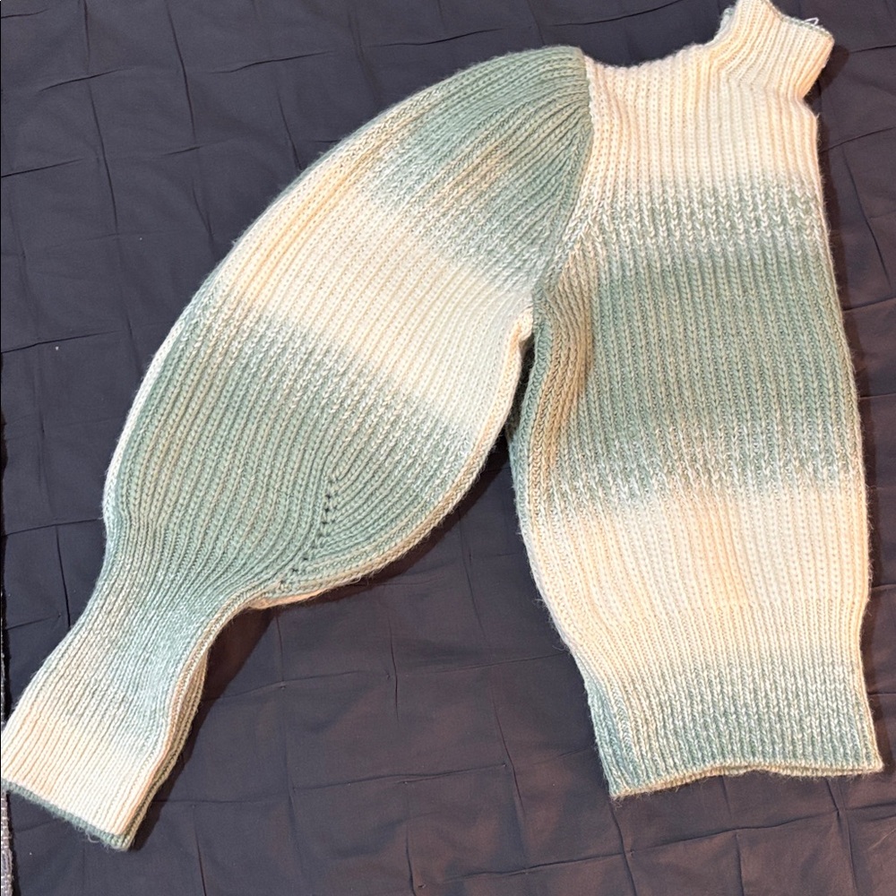 It's Our Time Cream and Green Turtleneck Sweater - Picture 5 of 12